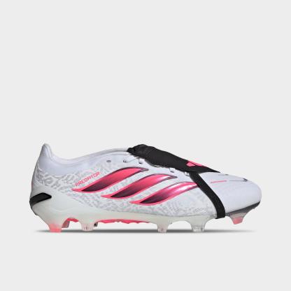 Men's adidas Predator Pro Fold-Over Tongue Firm Ground Soccer Cleats - Cloud White/Solar Turbo/Core Black - Left shoe facing left. Outside of the shoe.