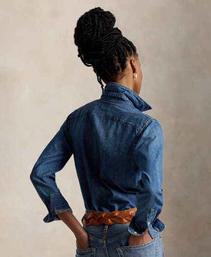 Polo Ralph Lauren Women's Slim-Fit Denim Shirt - Merced Wash