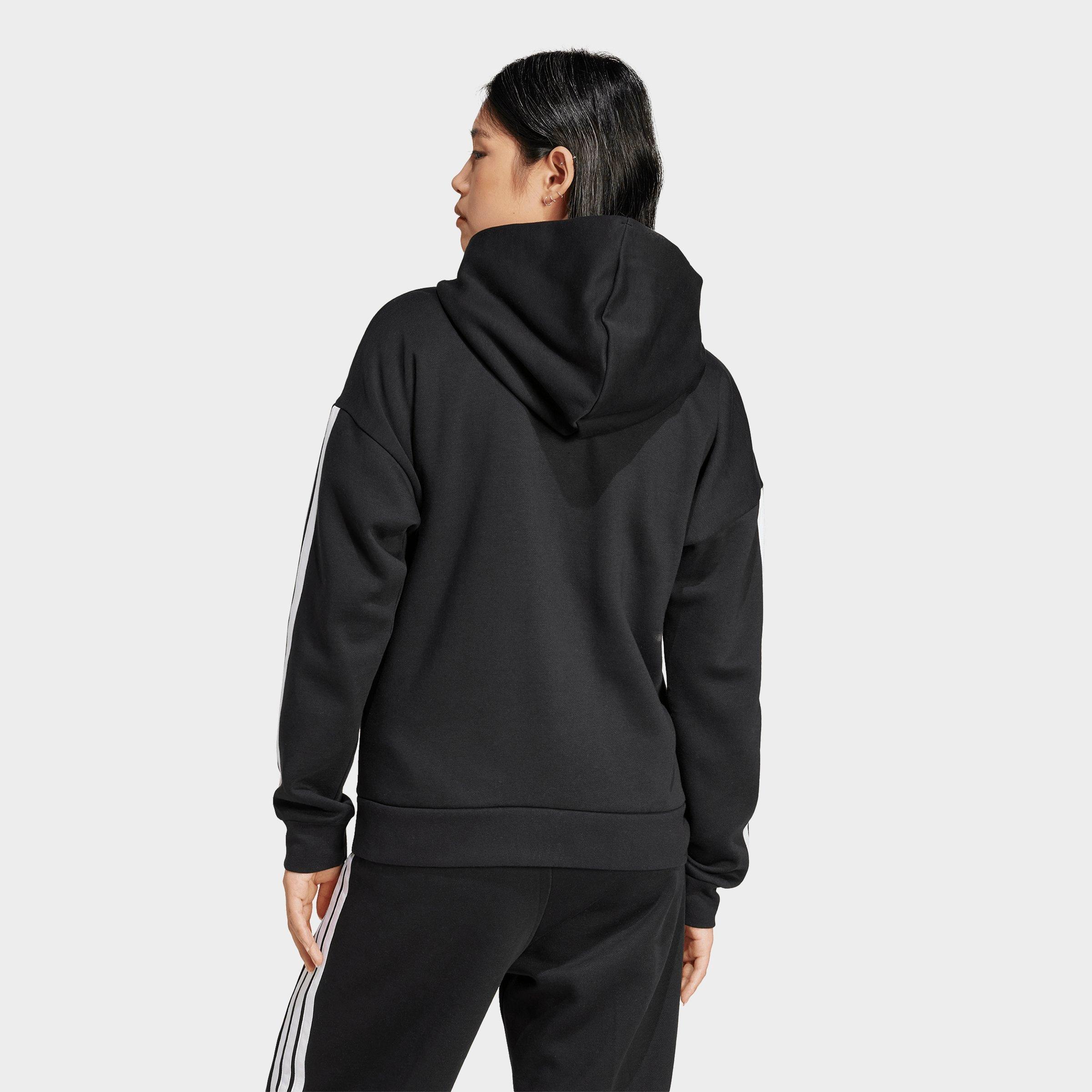 Women's adidas Essentials 3-Stripes Fleece Full-Zip Hoodie - Black/White