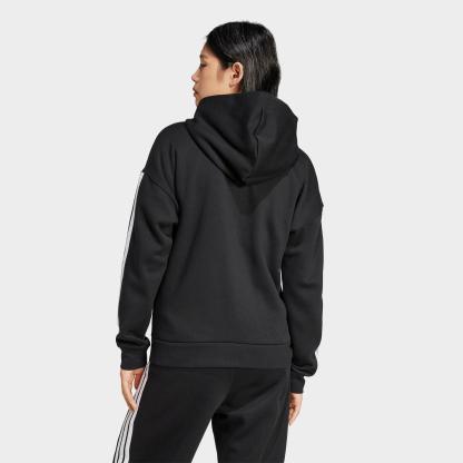 Women's adidas Essentials 3-Stripes Fleece Full-Zip Hoodie - Black/White