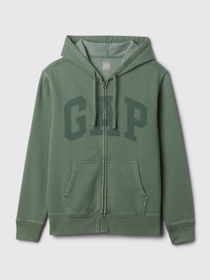Adult VintageSoft Arch Logo Zip Hoodie - dark forest green