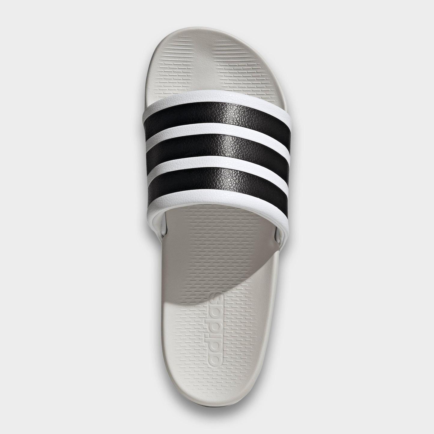 Women's adidas Adilette Comfort 2.0 Slide Sandals - Cloud White/Core Black/Crystal White - Top view