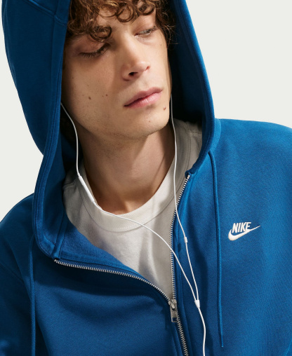 Nike Men's Full-Zip Fleece Regular-Fit Hoodie - Court Blue/Light Khaki