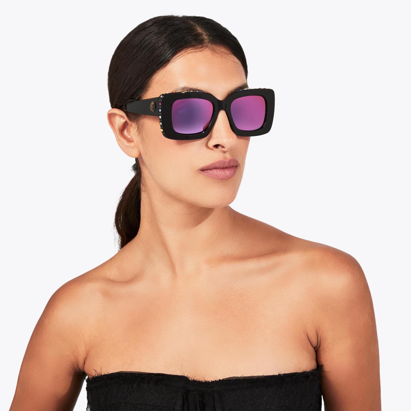 Kurt Geiger London Rectangle Shoreditch Sunglasses - Black - view 2