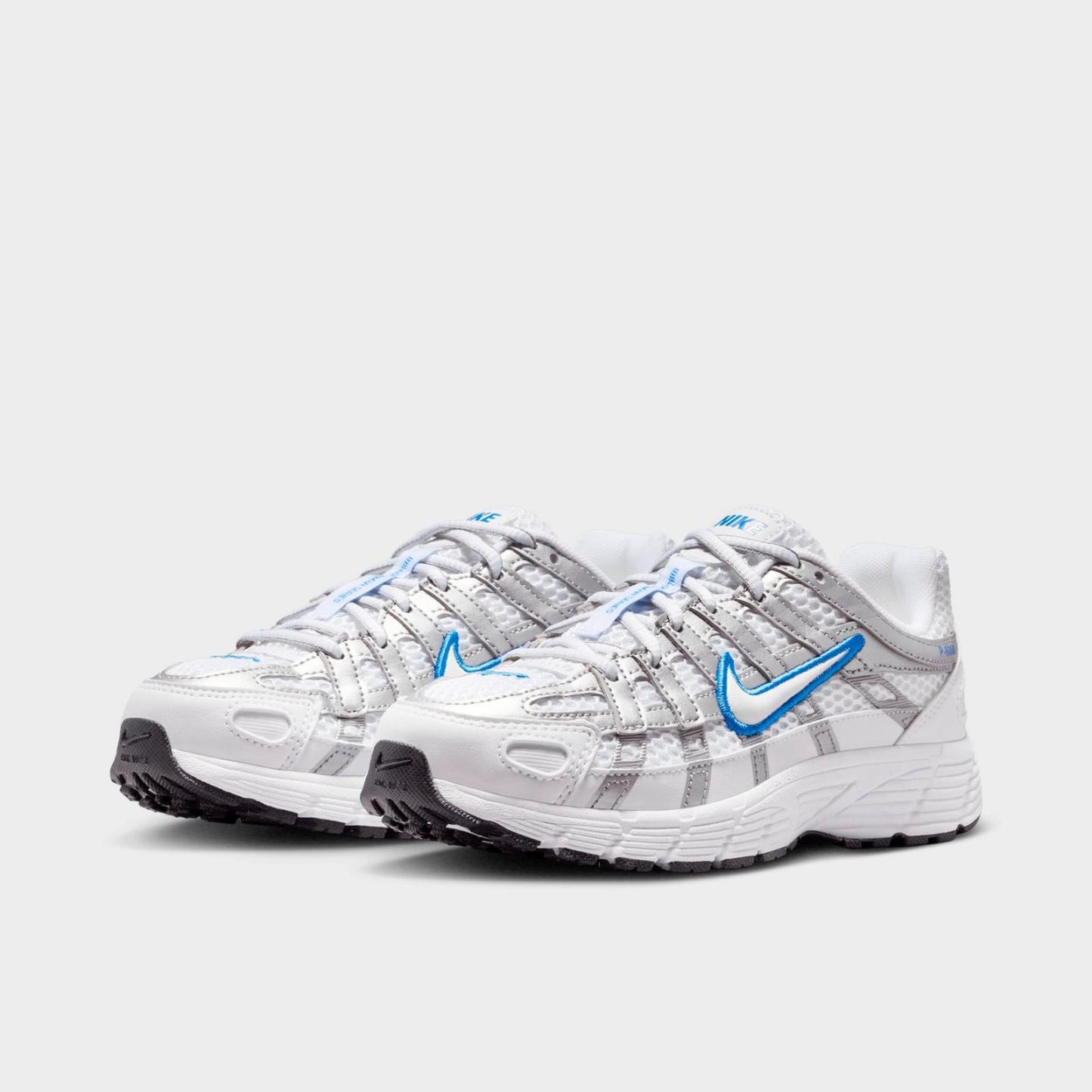 Big Kids' Nike P-6000 Casual Shoes - White/Blue Crystal/Metallic Silver/White