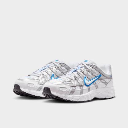 Big Kids' Nike P-6000 Casual Shoes - White/Blue Crystal/Metallic Silver/White