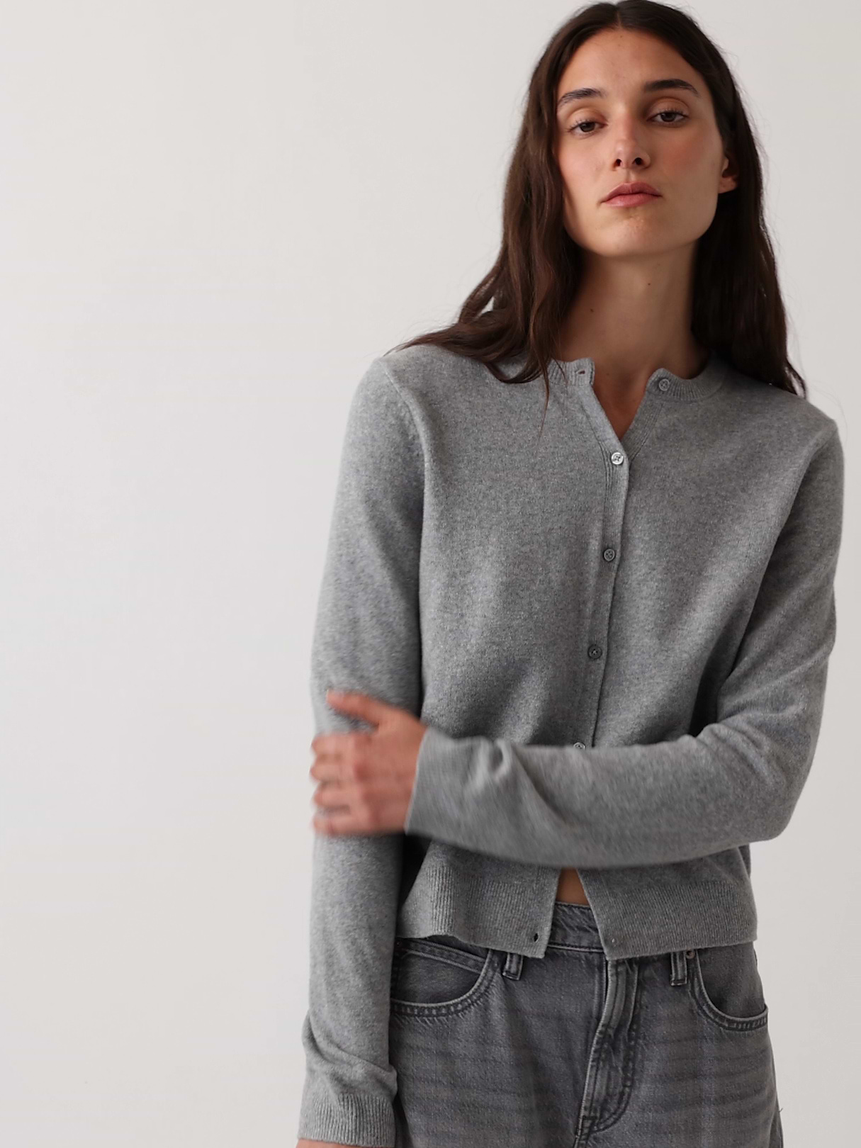 CashSoft Crop Cardigan - Heather grey