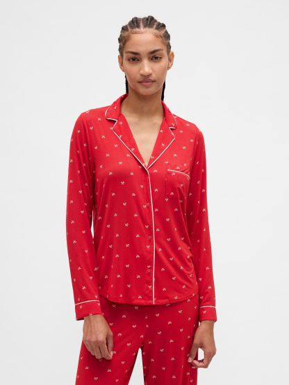 SoftMade Modal PJ Top - Red bows