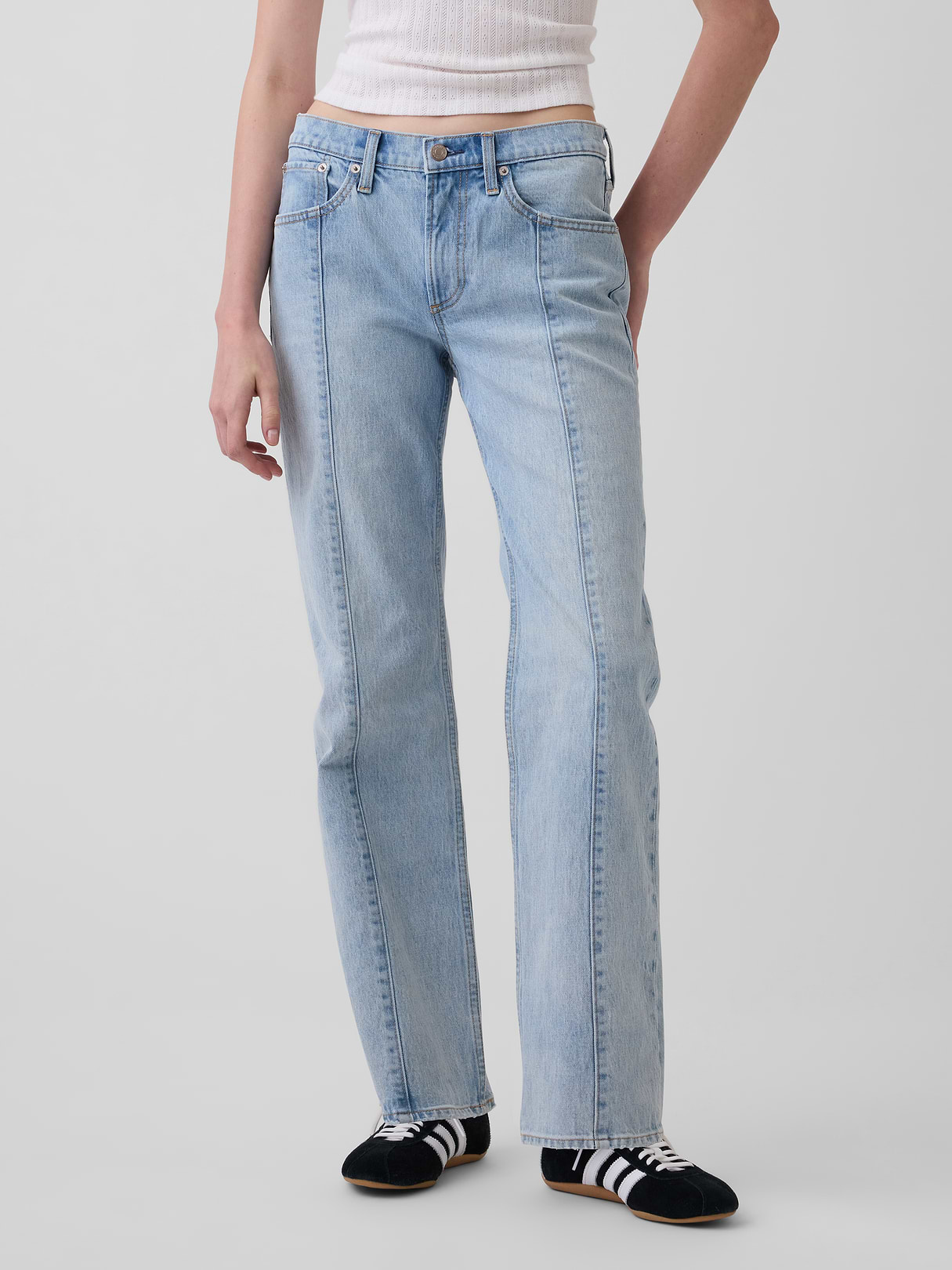 Mid Rise Relaxed Straight Jeans - Light indigo