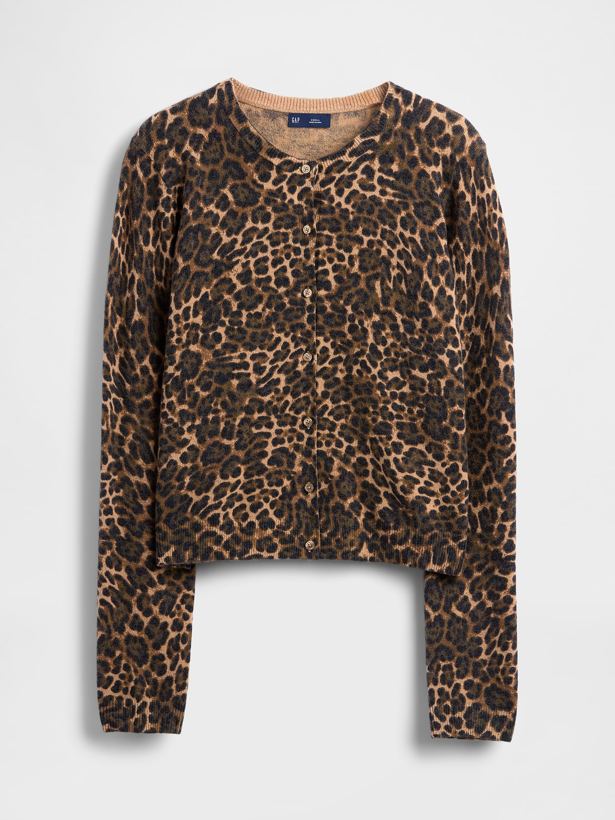 CashSoft Crop Cardigan - Leopard brown