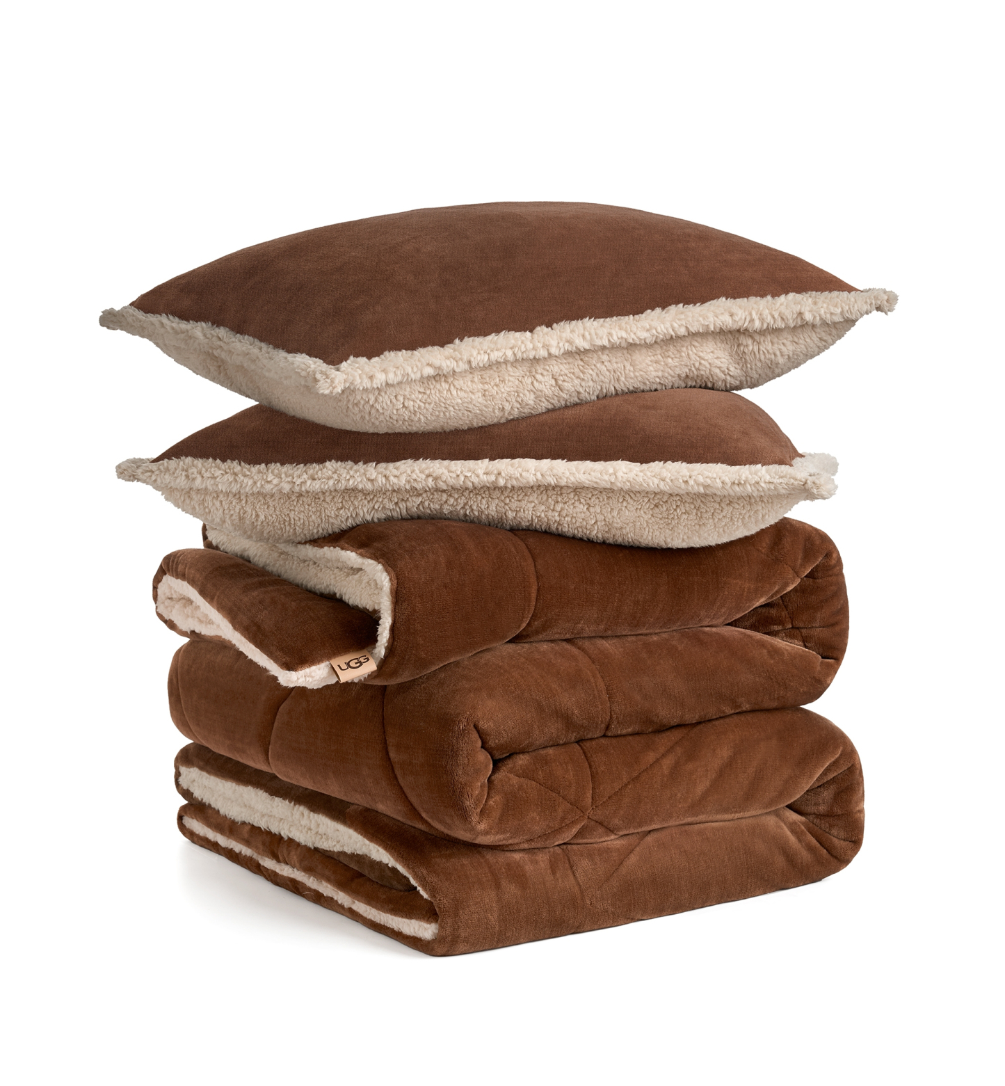 UGG® Avery Plush Reversible Comforter Sets - Chestnut