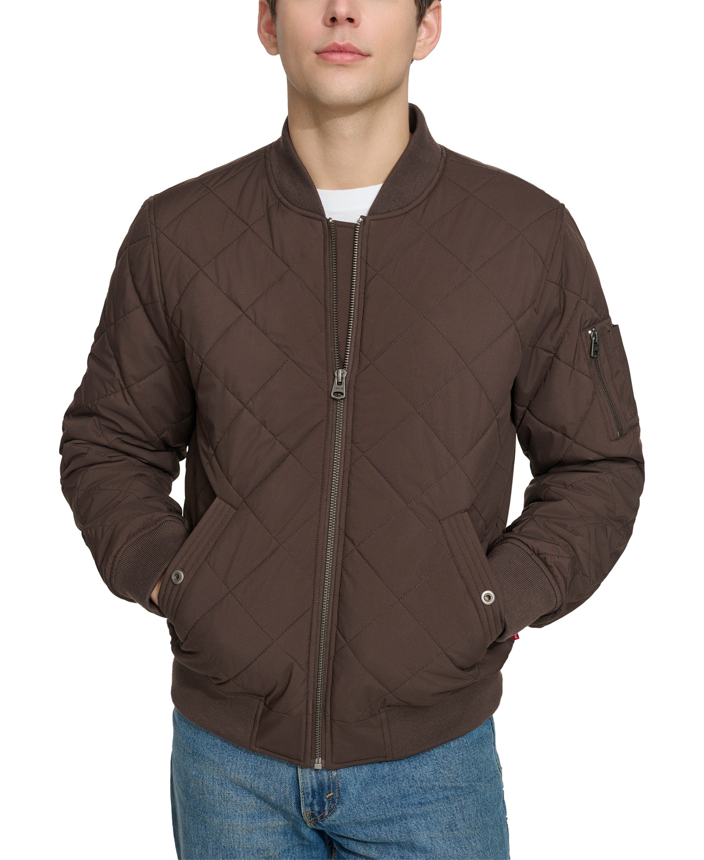 Levi's Men's Quilted Fashion Bomber Jacket - Chocolate Brown