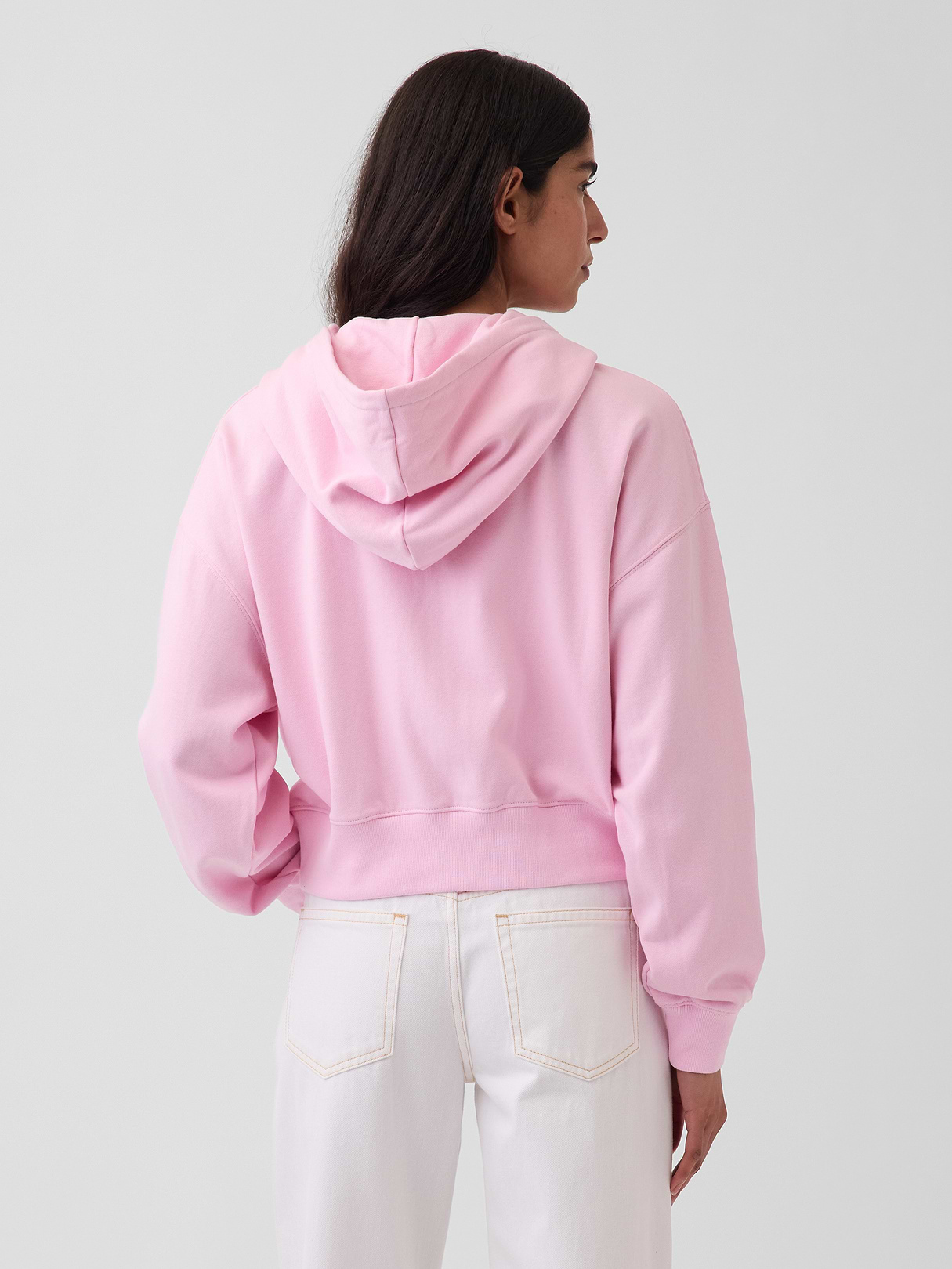 VintageSoft Terry Oversized Wedge Zip Hoodie - Light pink