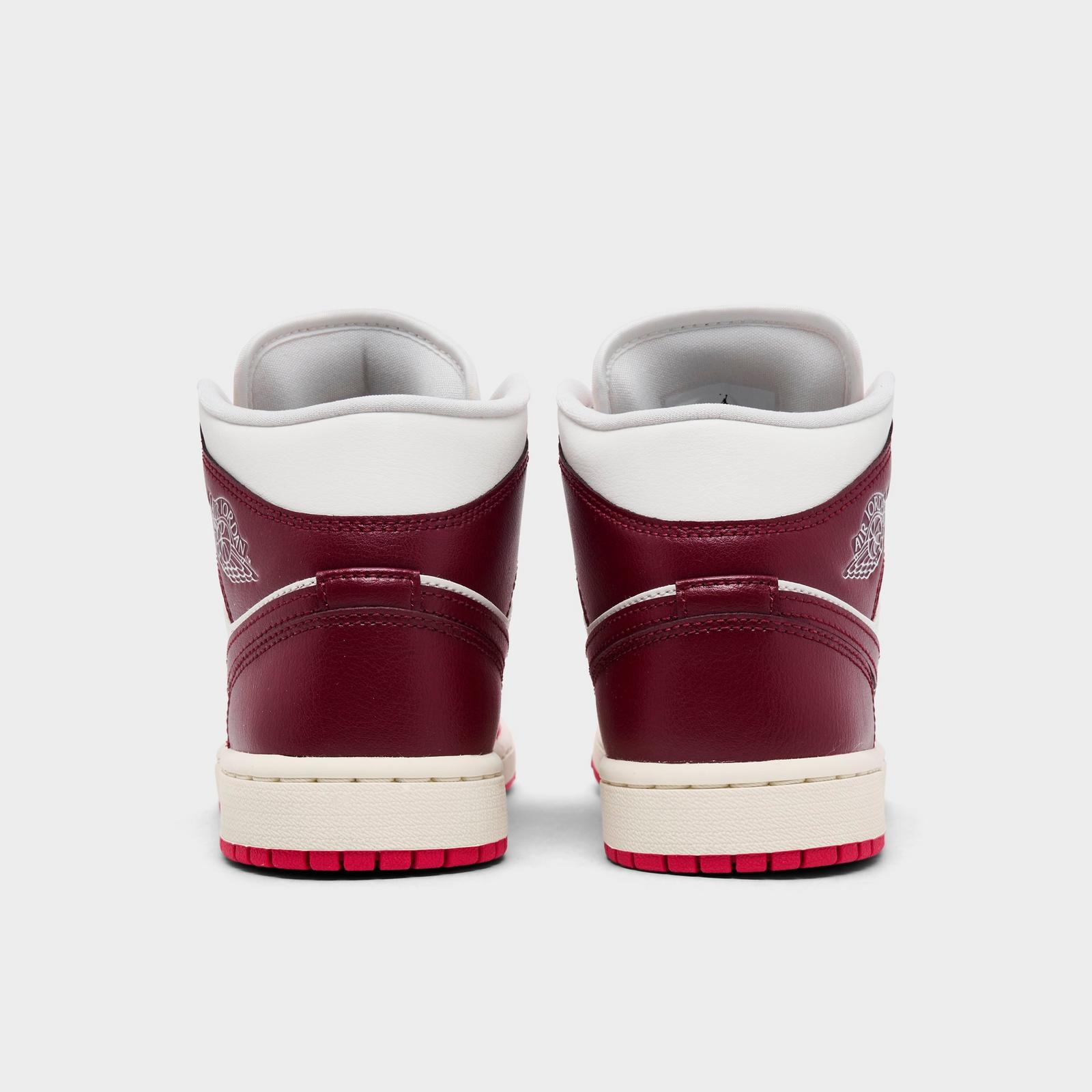 Women's Air Jordan Retro 1 Mid Casual Shoes - Sail/Mystic Hibiscus/Coconut Milk/Dark Team Red - view 4