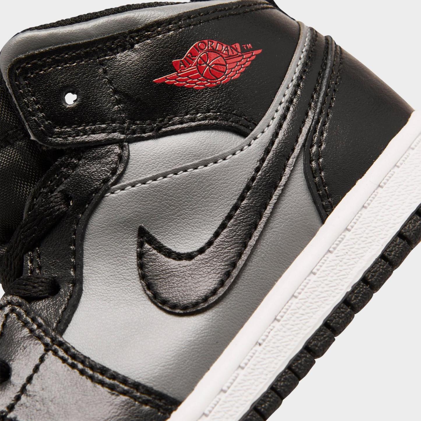 Boys' Toddler Air Jordan Retro 1 Mid Casual Shoes - Black/Gym Red/Particle Grey/White - view 3