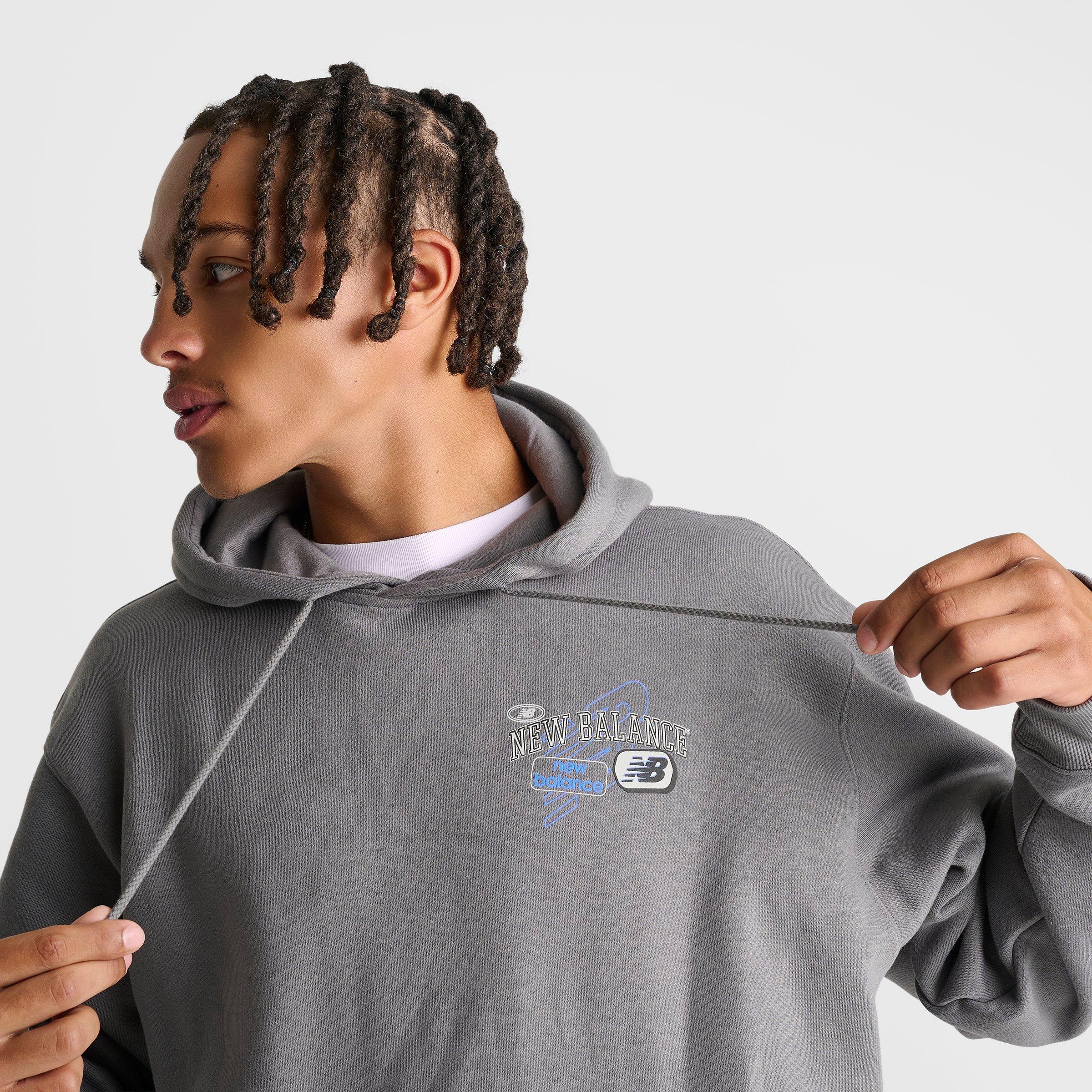 Men's New Balance Puffed Fleece Pullover Hoodie - Grey/Blue - view 5