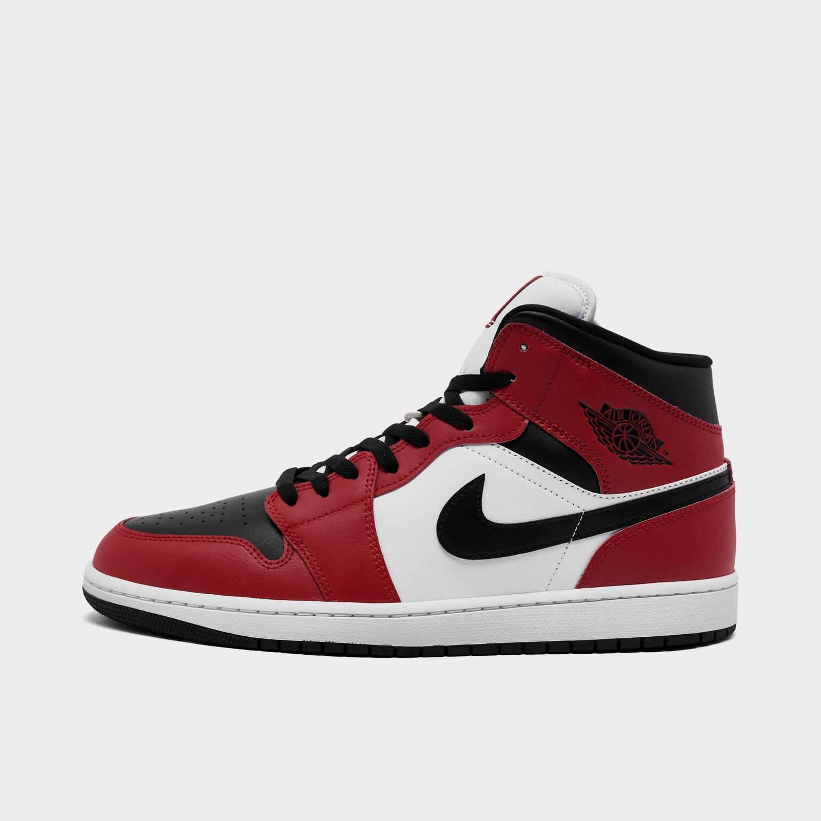 Men's Air Jordan Retro 1 Mid Casual Shoes - Black/Gym Red/White - view 1