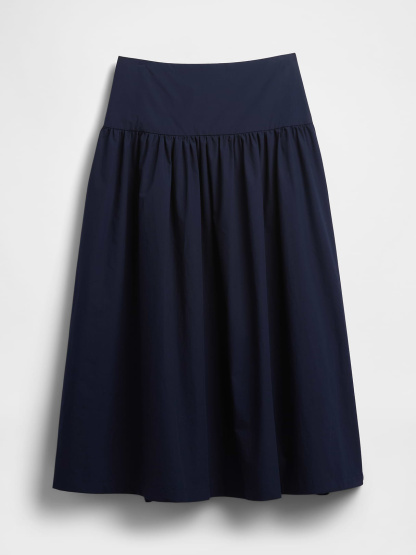 Poplin Drop-Waist Maxi Skirt - Dark blue night
