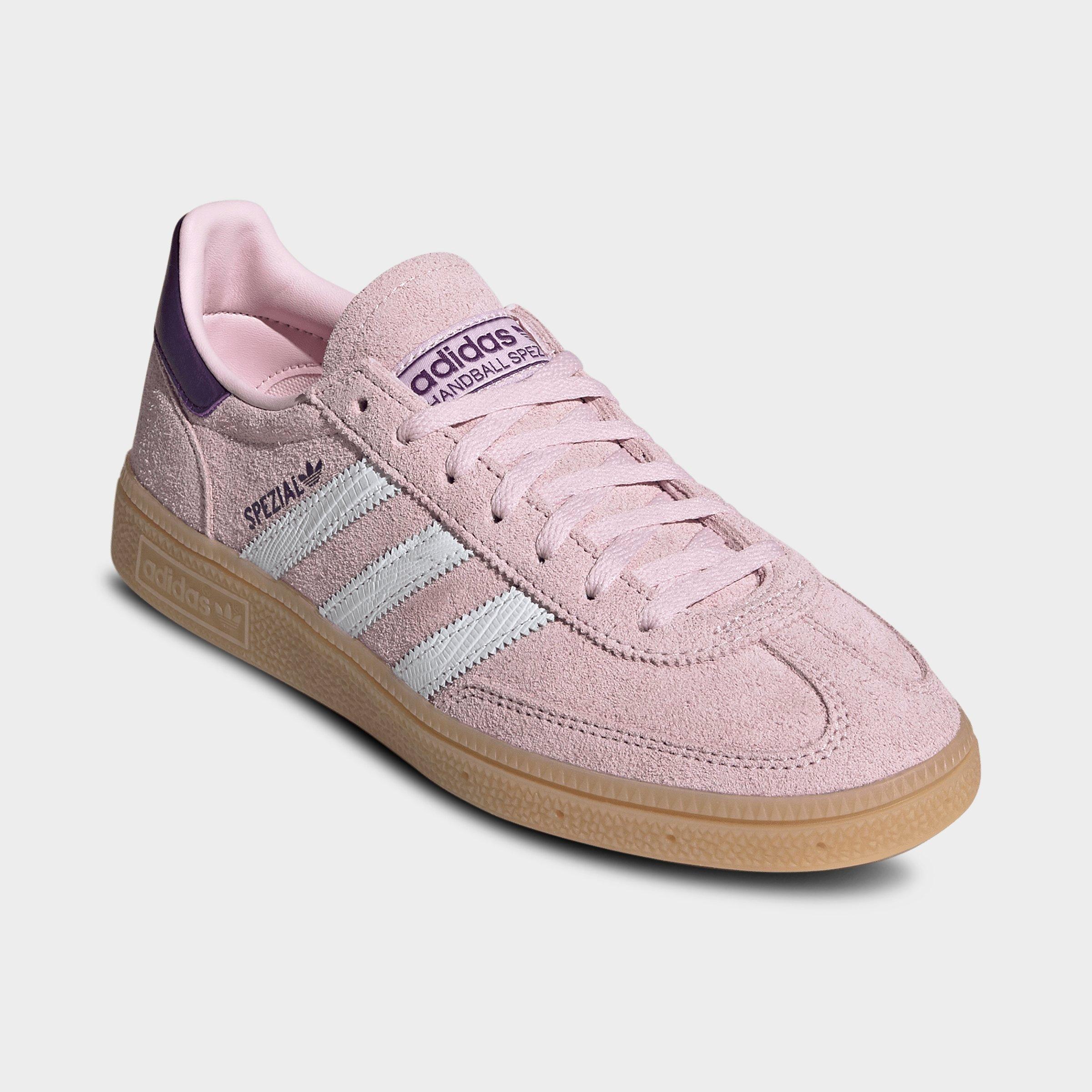 Women's adidas Originals Handball Spezial Casual Shoes - Part 1 - Clear Pink/Cloud White/Violet - Both shoes facing left