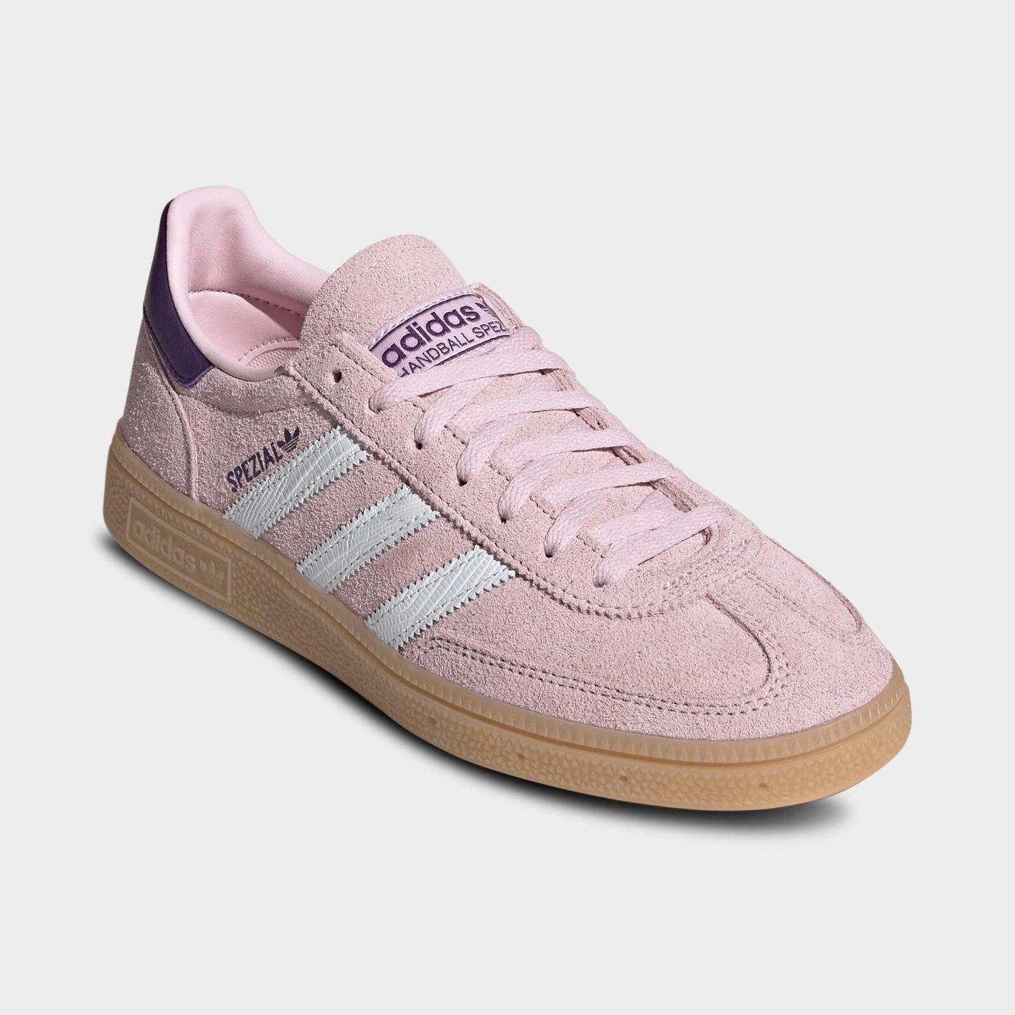 Women's adidas Originals Handball Spezial Casual Shoes - Part 1 - Clear Pink/Cloud White/Violet - Both shoes facing left