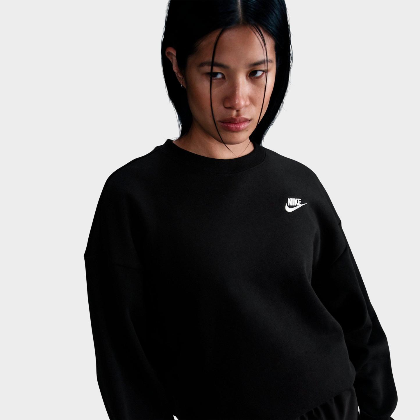 Women's Nithtke Sportswear Club Fleece Loose Crewneck Sweatshirt - Black/White