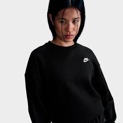 Women's Nithtke Sportswear Club Fleece Loose Crewneck Sweatshirt - Black/White
