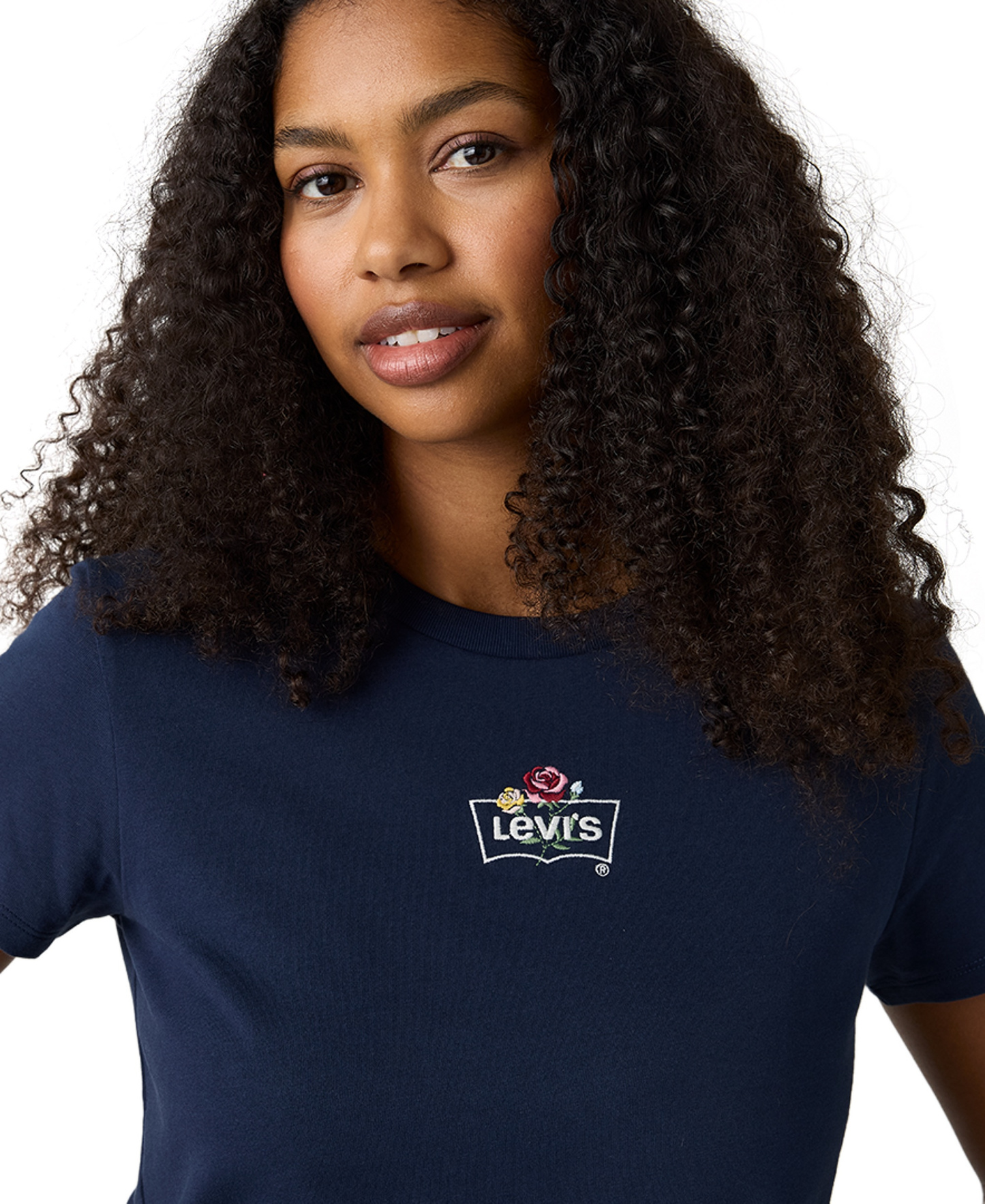 Levi's Women's Perfect Graphic Logo Cotton T-Shirt - Emb Rose Bw Navy Blazer