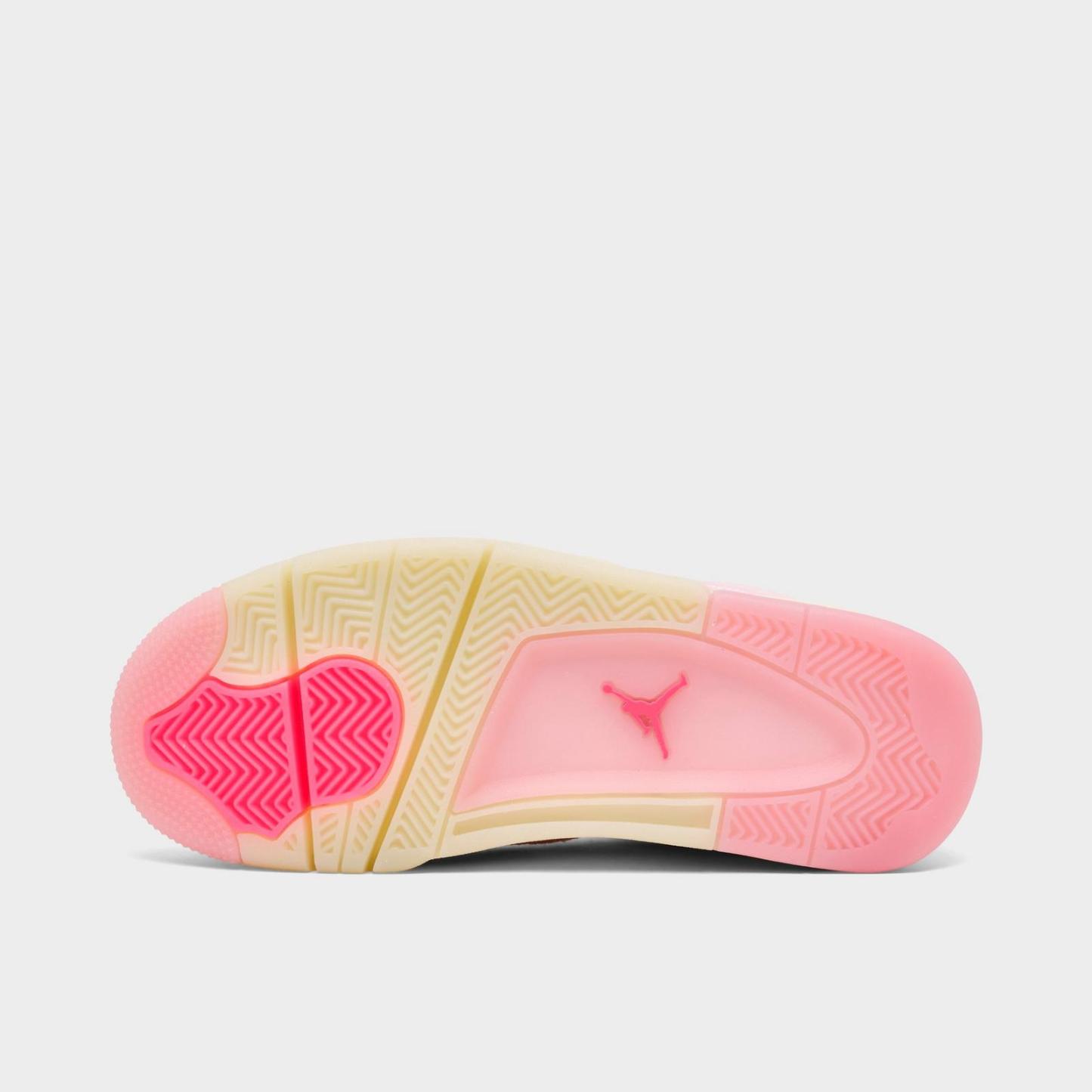 Women's Air Jordan Retro 4 Textile Casual Shoes - Pearl Pink/Iced Carmine/Coconut Milk/Muslin - view 6
