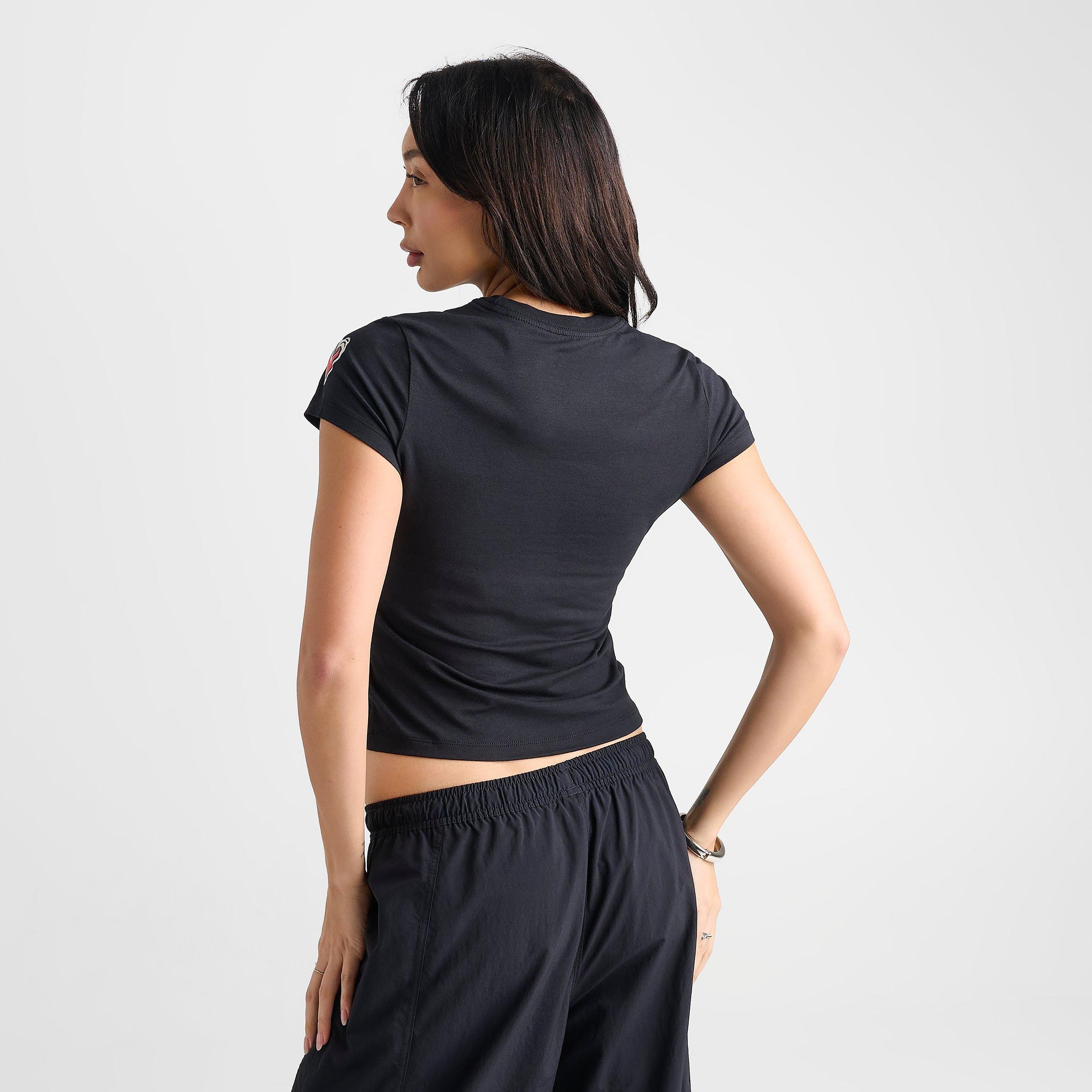 Women's Nithtke Sportswear Chill Knit Airbrushed Slim Cropped T-Shirt - Black