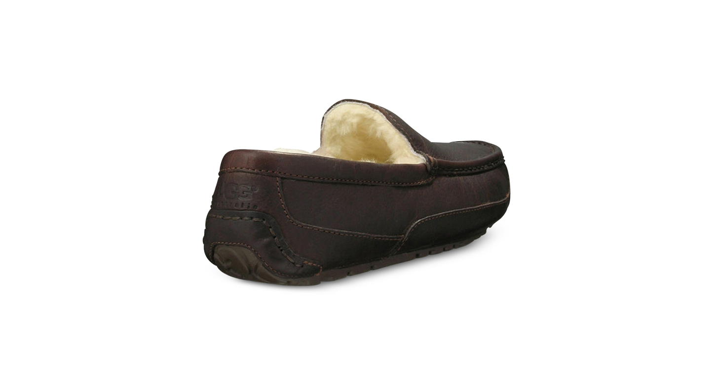 UGG® Men's Ascot Leather Moccasin Slippers - Dark Spice