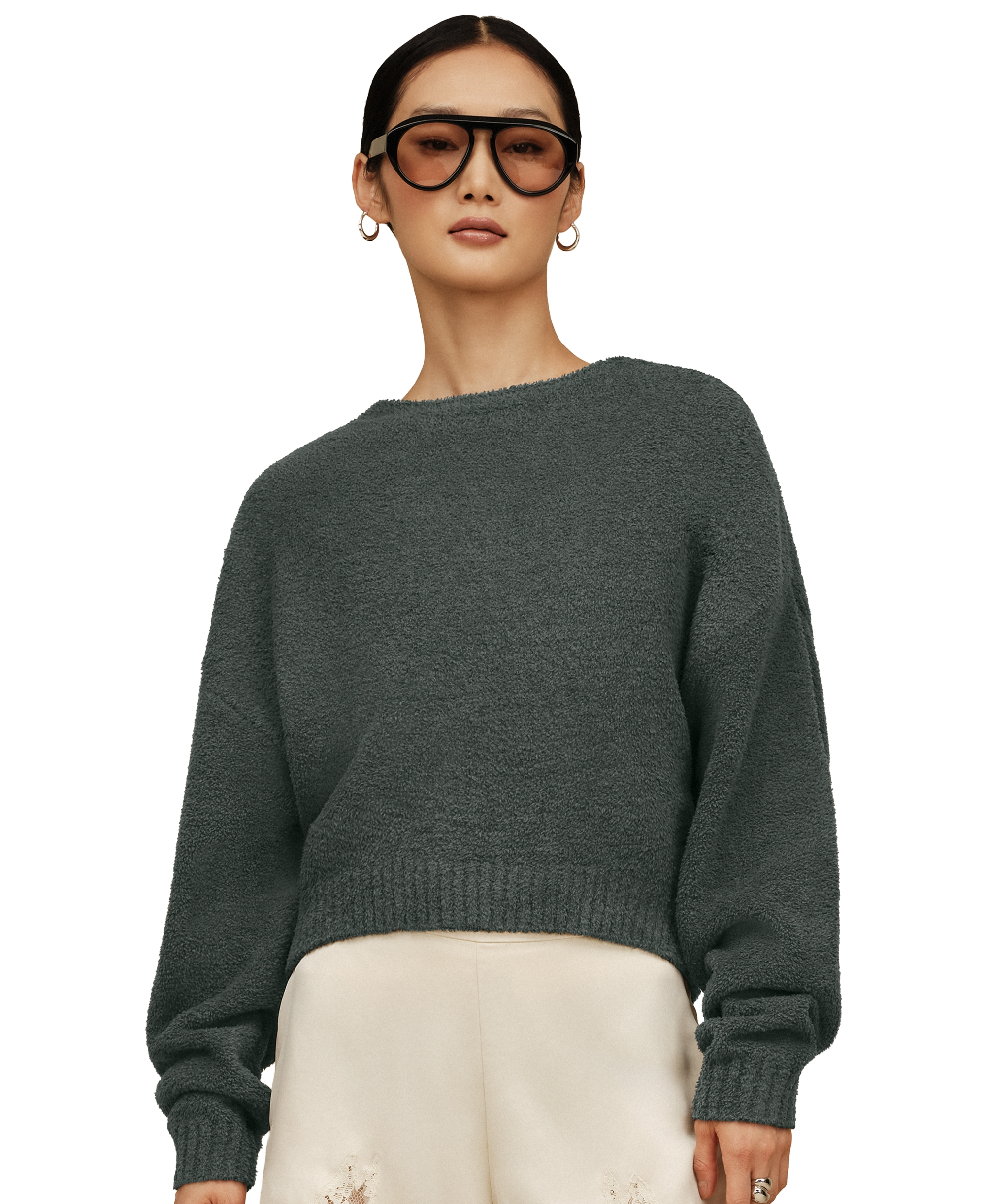 UGG Women's Novalie Slouchy Boat Neck Lounge Top - Green