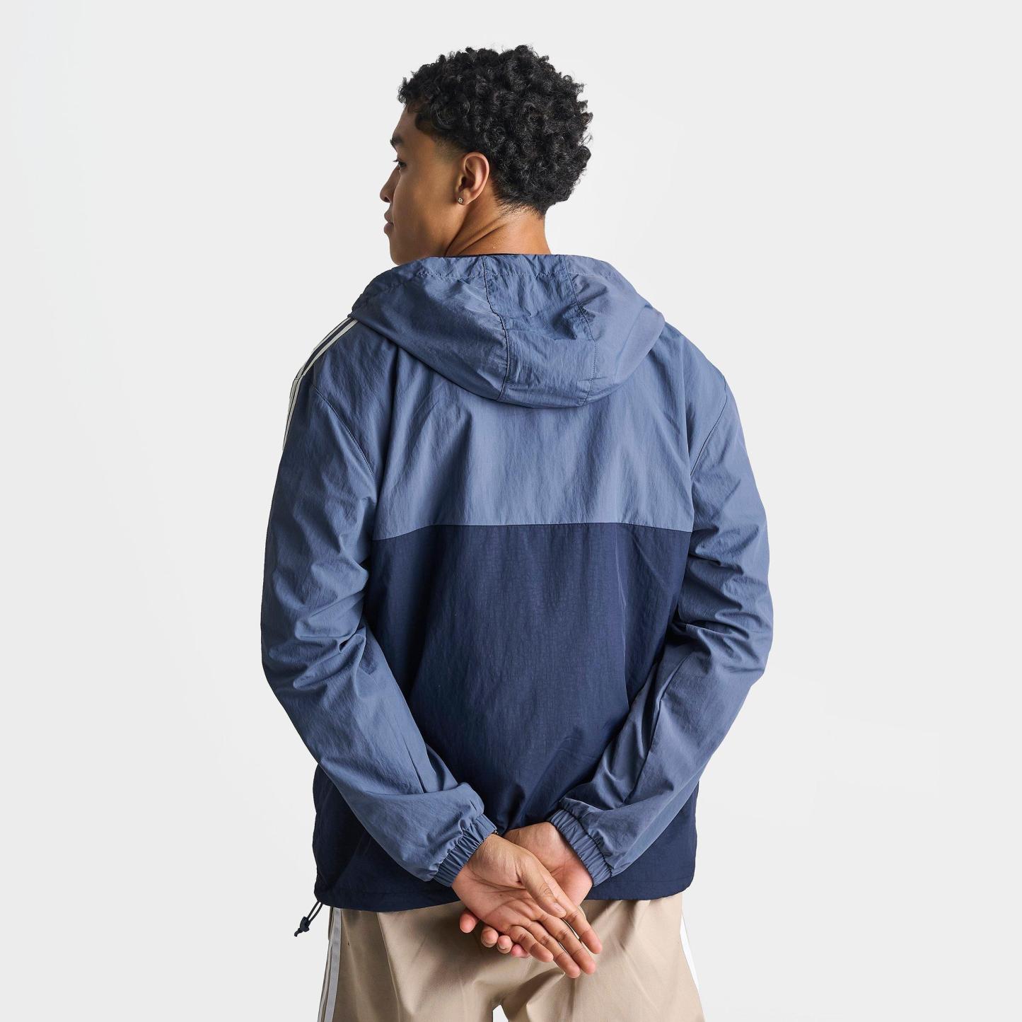 Men's adidas Originals Terrace Woven Full-Zip Windbreaker Jacket - Preloved Ink/Collegiate Navy