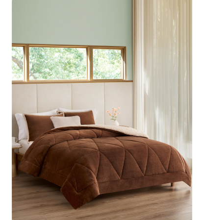 UGG® Avery Plush Reversible Comforter Sets - Chestnut