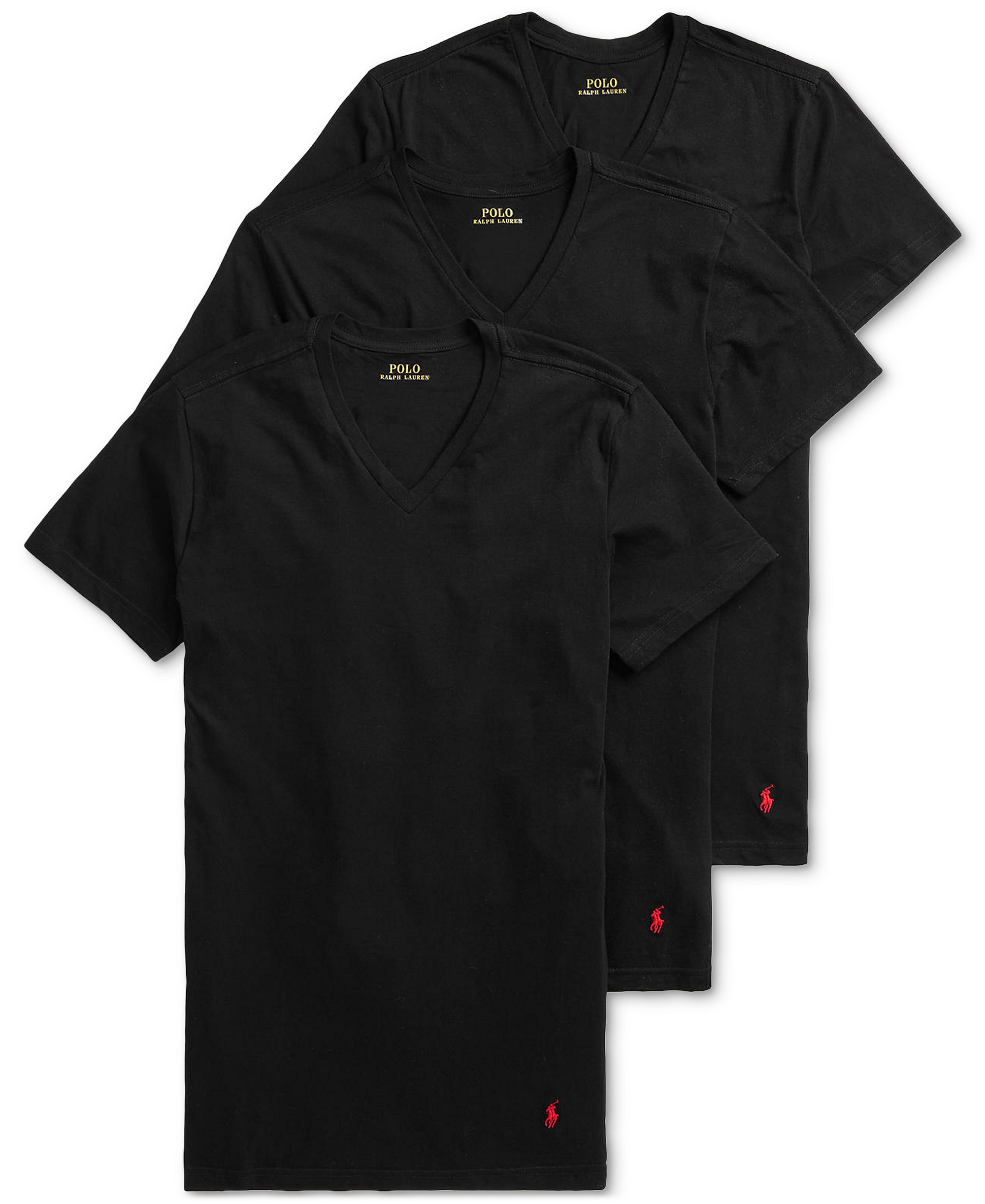 Polo Ralph Lauren Men's 3-Pack V-Neck Classic Undershirts - Polo Black
