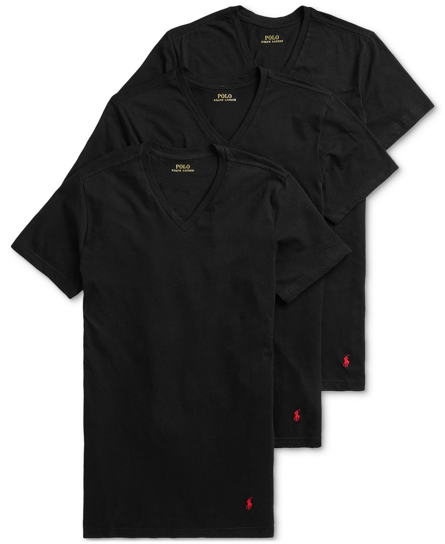 Polo Ralph Lauren Men's 3-Pack V-Neck Classic Undershirts - Polo Black