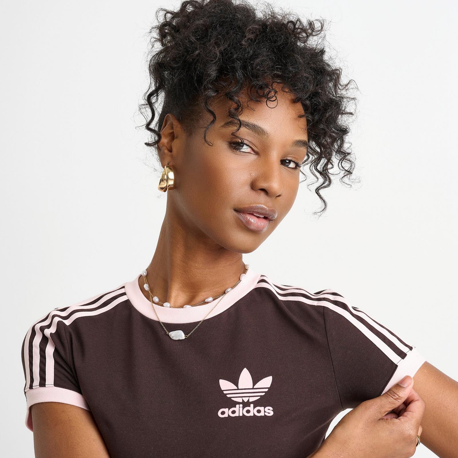 Women's adidas Originals adicolor 3-Stripes Baby T-Shirt - Aurora Coffee/Sandy Pink - view 5