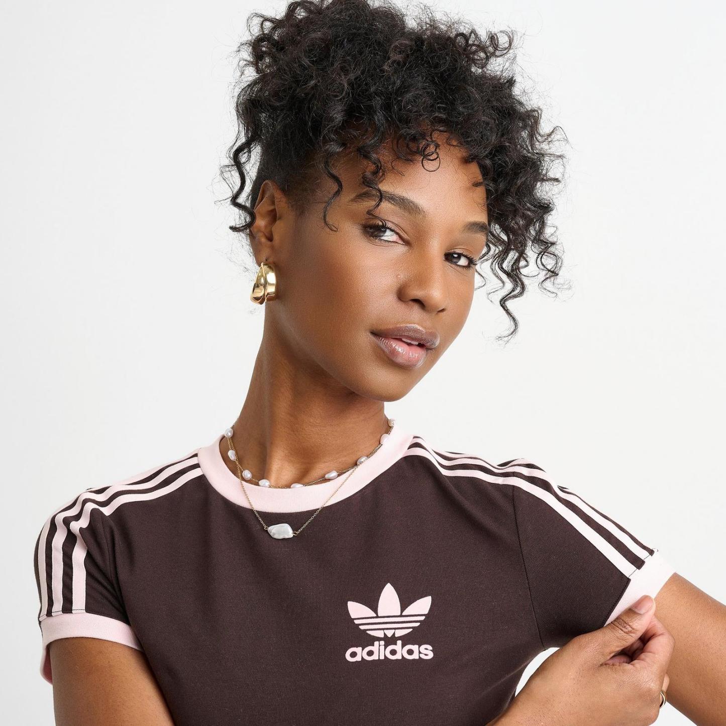 Women's adidas Originals adicolor 3-Stripes Baby T-Shirt - Aurora Coffee/Sandy Pink - view 5