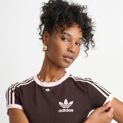 Women's adidas Originals adicolor 3-Stripes Baby T-Shirt - Aurora Coffee/Sandy Pink - view 5