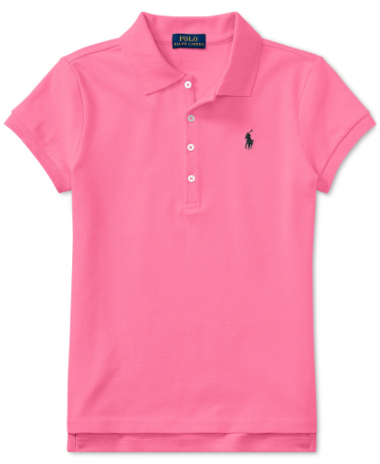 Polo Ralph Lauren Girls' 7-16 Stretch Cotton Mesh Polo Shirt - Baja Pink