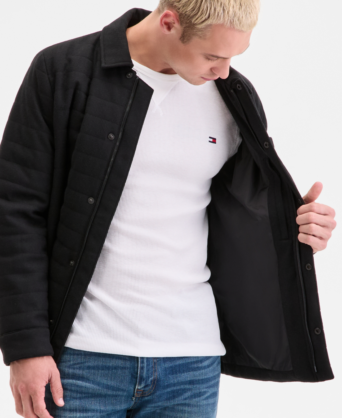Tommy Hilfiger Men's Quilted Shirt Jacket - Black