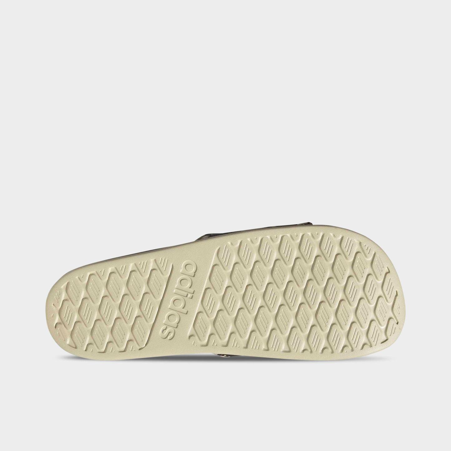 Women's adidas Adilette Comfort 2.0 Slide Sandals - Crystal Linen/Core Black/Crystal Linen - Bottom view