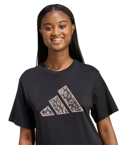 adidas Women's Animal Print Short-Sleeve Cotton T-Shirt - Black