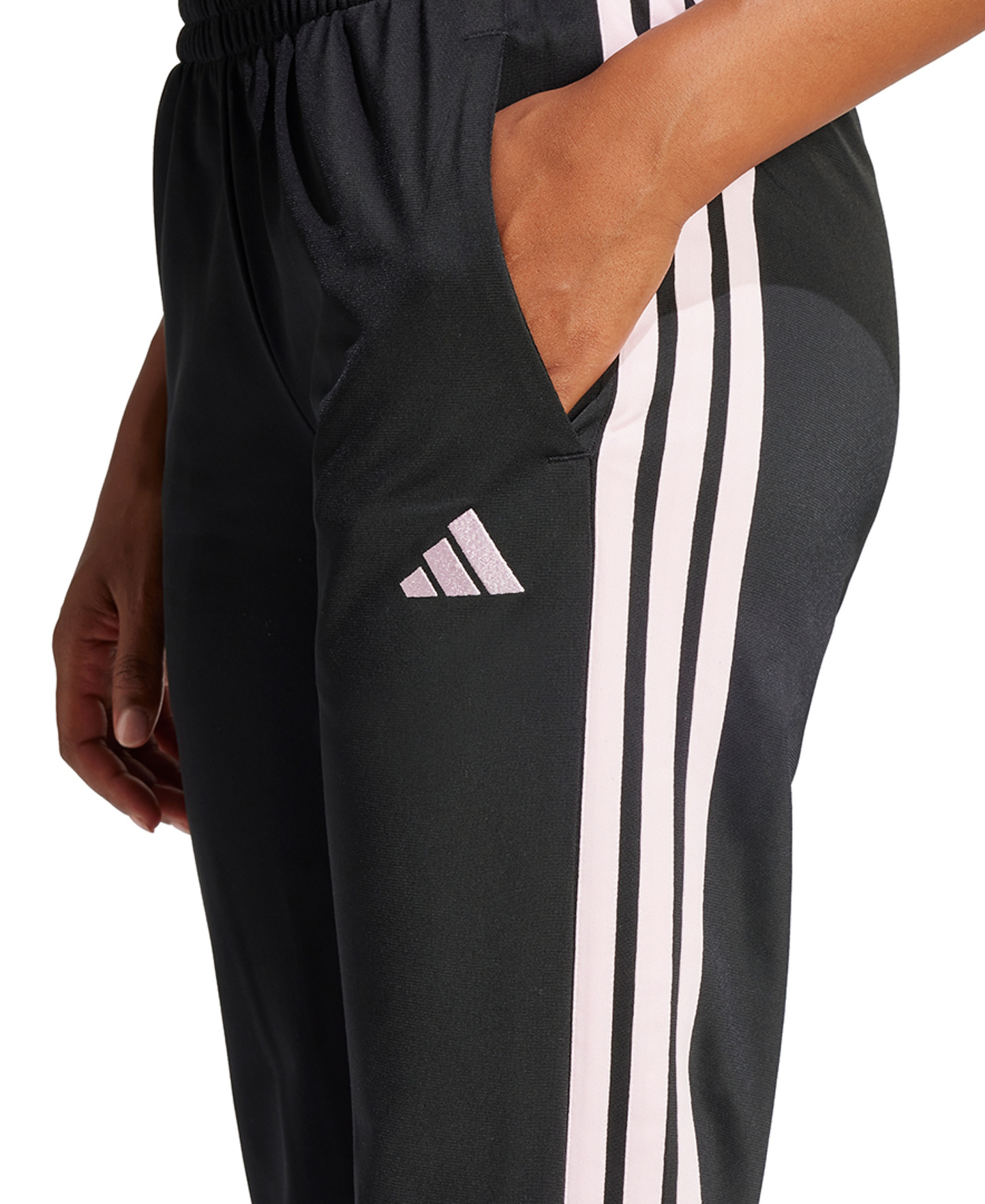 adidas Women's Tricot 3-Stripes Track Pants - Black/Clear Pink