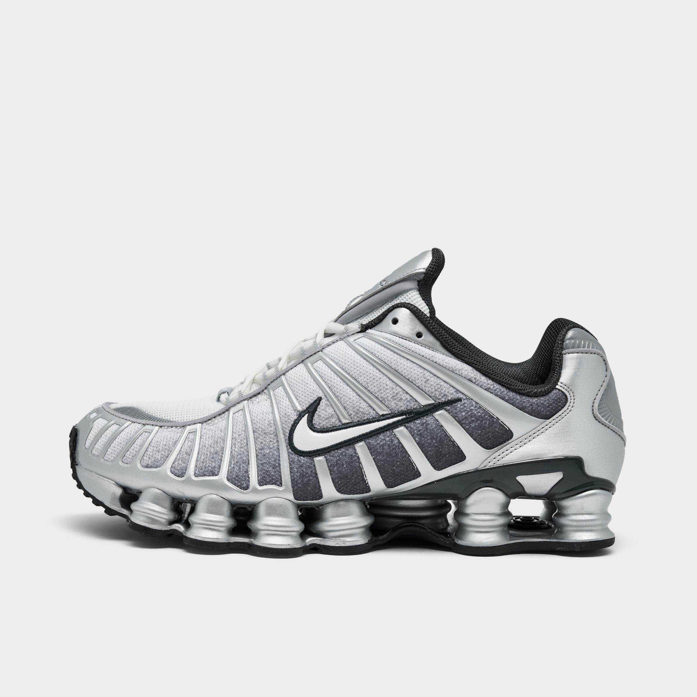 Men's Nithtke Shox TL Casual Shoes - Part 2 - Metallic Silver/Summit White/Wolf Grey/Anthracite/Black - Left shoe facing left. Outside of the shoe.