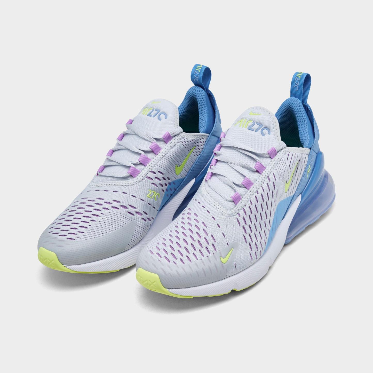 Big Kids' Nithtke Air Max 270 Casual Shoes - Pure Platinum/Rush Fuchsia/Blue Beyond/Light Lemon Twist - Both shoes facing left