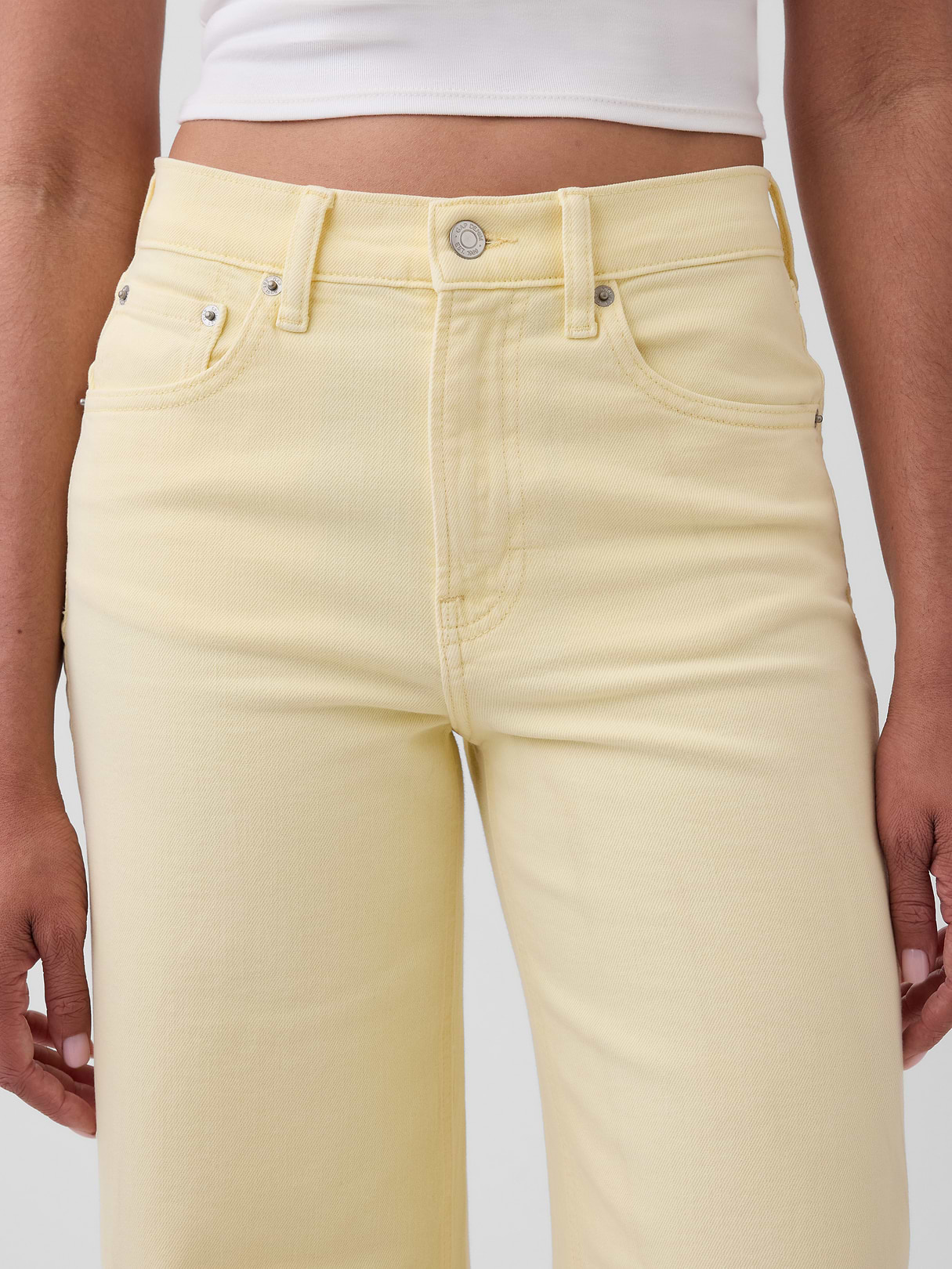 High Rise Stride Wide-Leg Ankle Jeans - Maize yellow