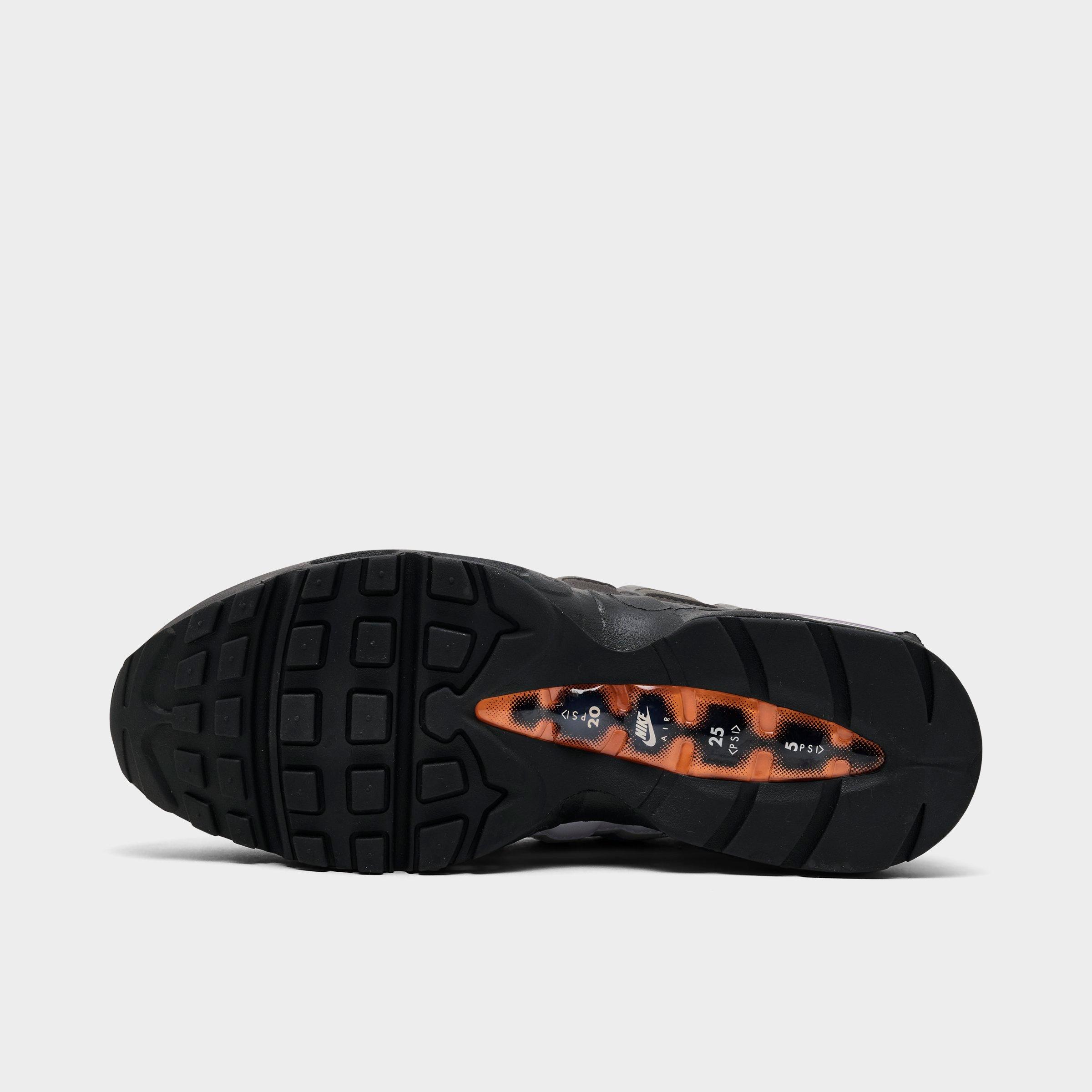 Men's Nithtke Air Max 95 Big Bubble PRM Casual Shoes - Black/Volt/Team Orange/Multi - Bottom view