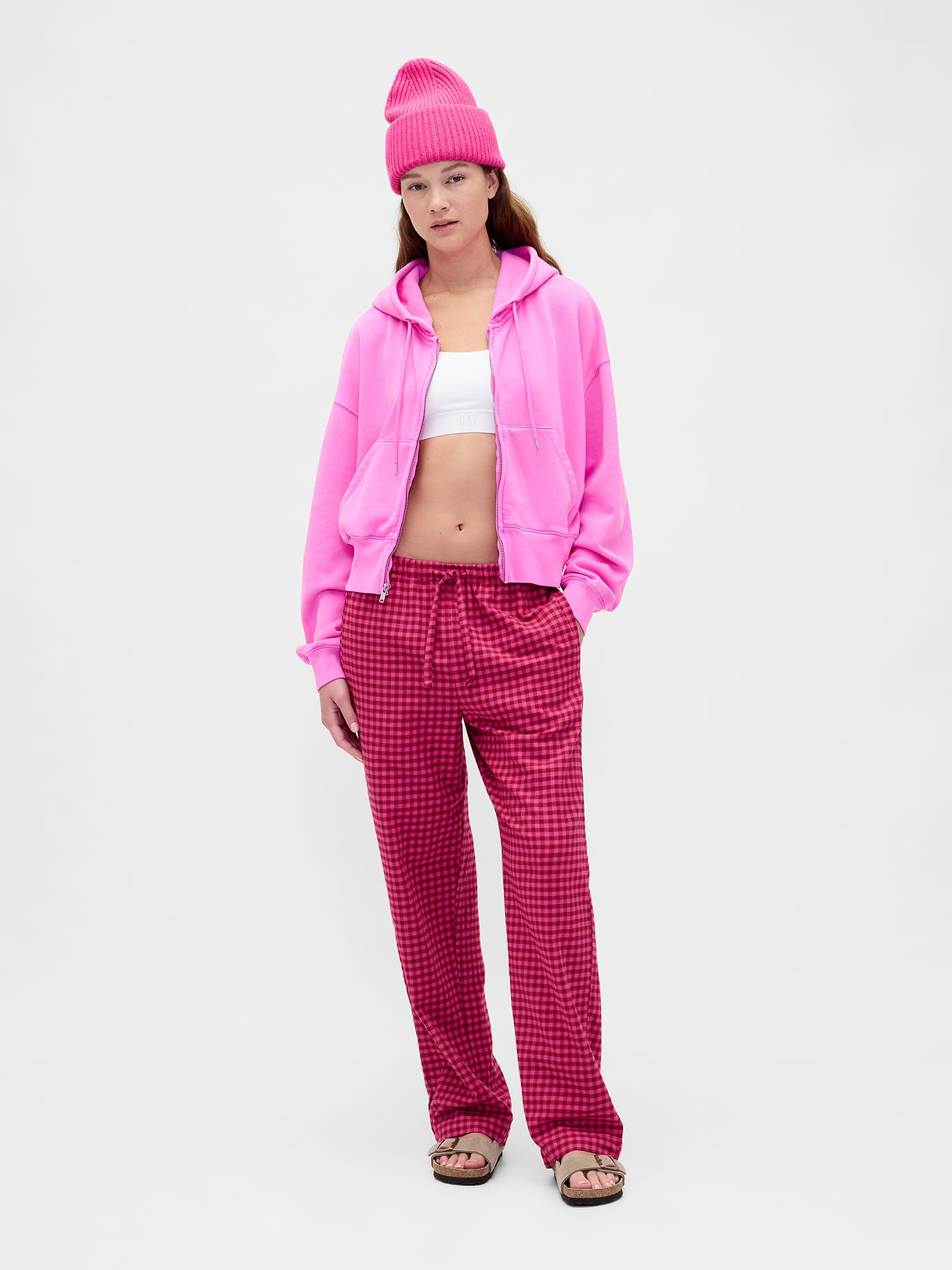 Adult Softest Flannel PJ Pants - Pink gingham