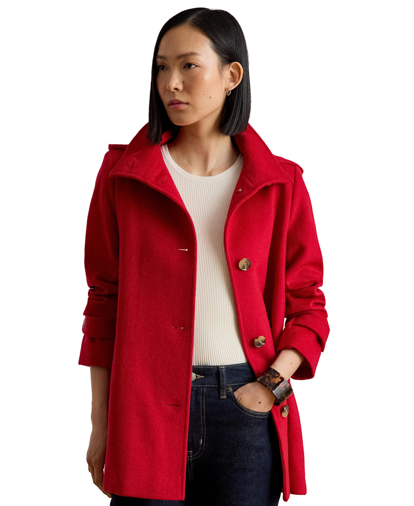 Lauren Ralph Lauren Women's Icon Hooded A-Line Coat, Created for Macy's - Red