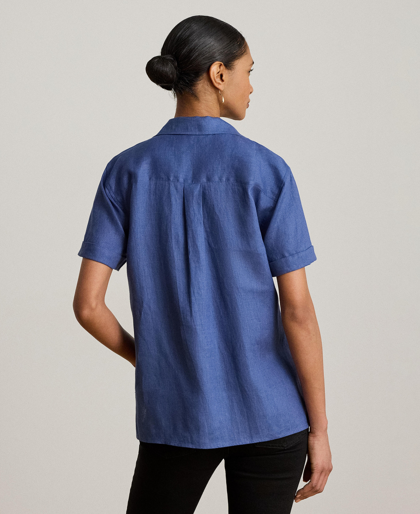 Lauren Ralph Lauren Women's Linen Short-Sleeve Camp Shirt - Inky Blue